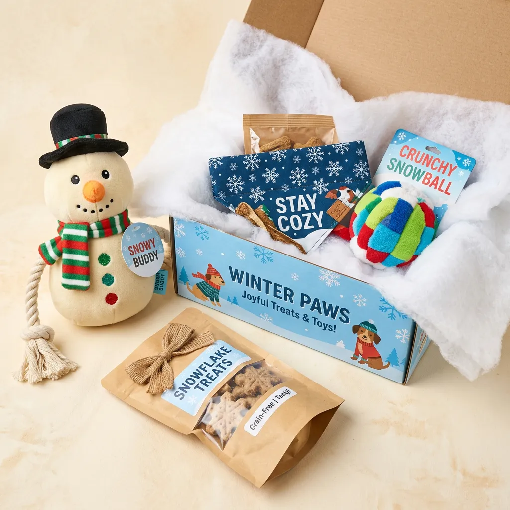 Snow Day winter-themed Zoomie Box with a snowman plush toy